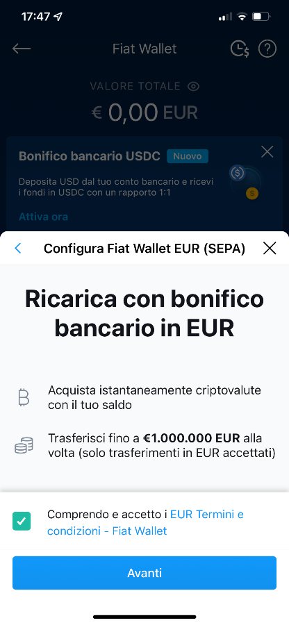 Deposito bonifico Crypto.com