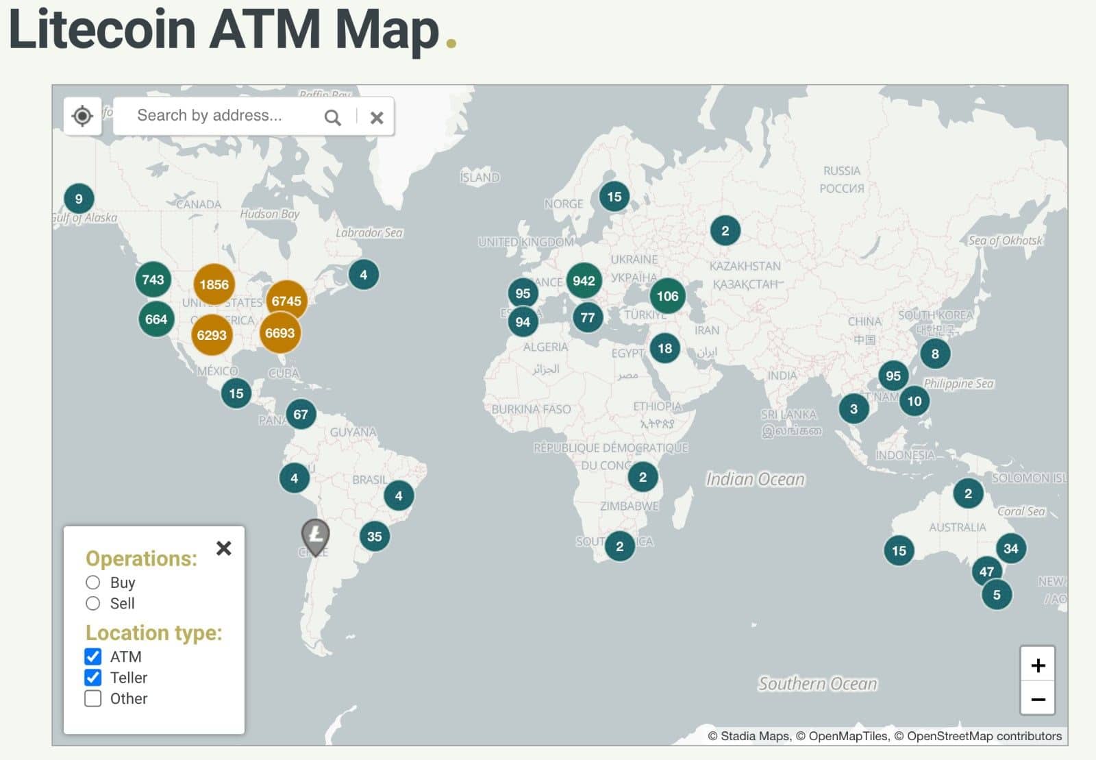 ATM Litecoin nel mondo