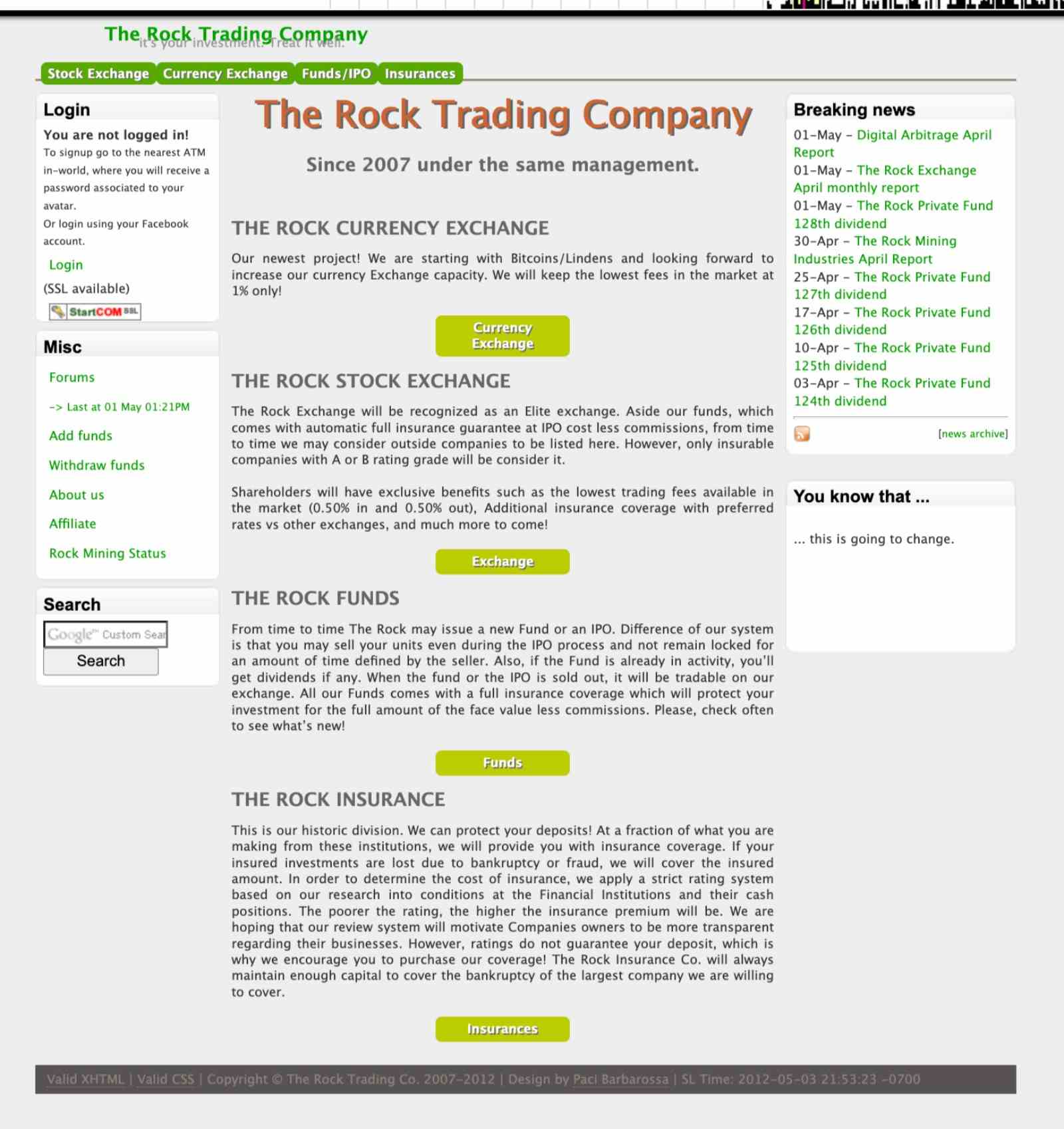 The Rock Trading nel 2012