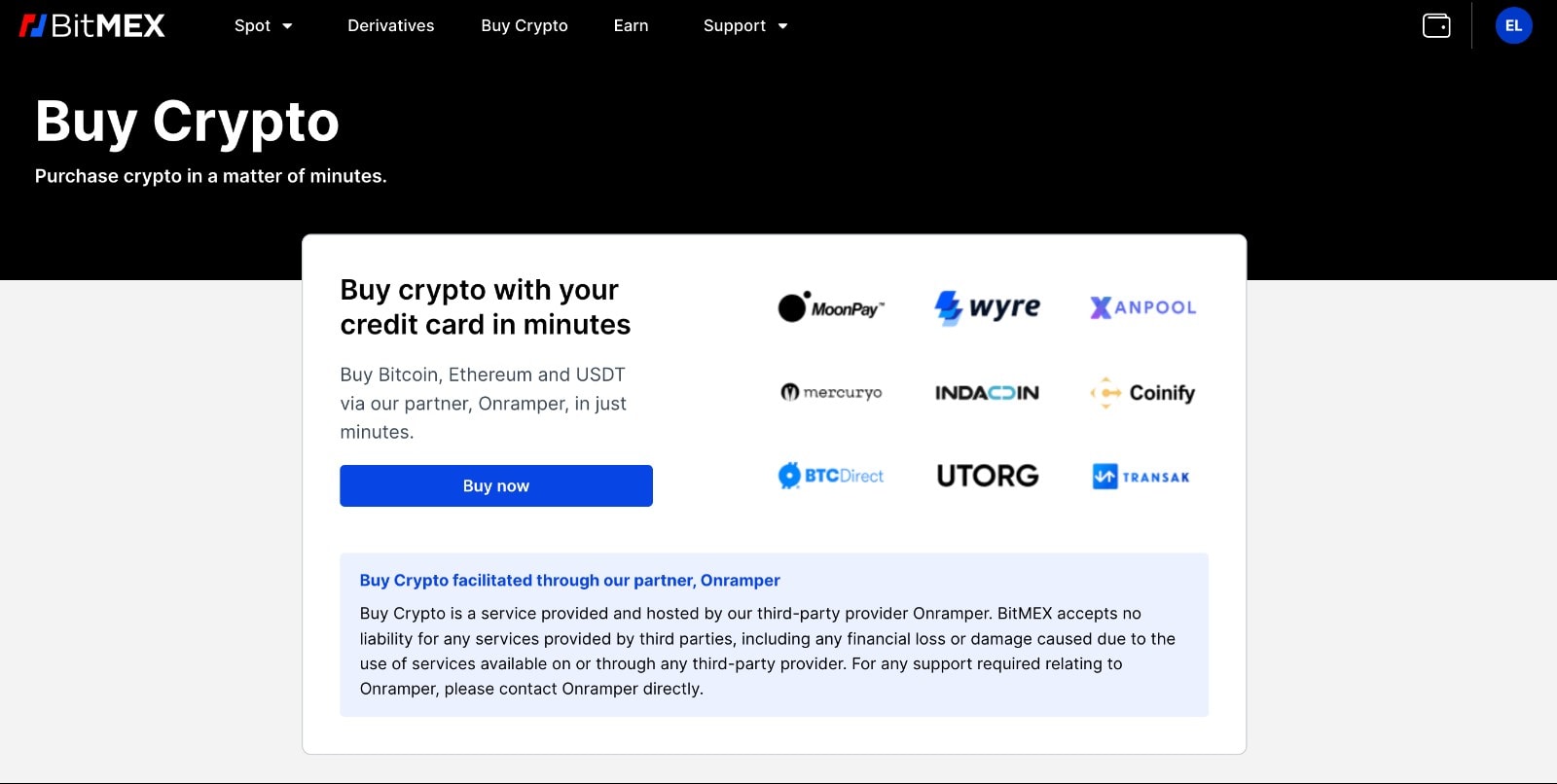 Buy Crypto partner BitMEX